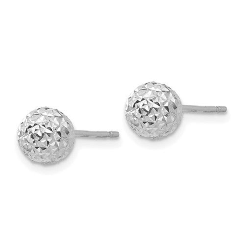 NEW 14k White Gold Diamond Cut Ball Earrings